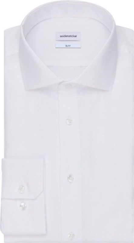 Seidensticker slim fit overhemd - wit fijn Oxford - Strijkvrij - Boordmaat: 38