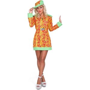 Karnival Costumes Retro Groovy Girl Kostuum Dames Carnavalskleding Dames Foute Party '60's '70's Party Carnaval - Polyester - Maat M - 2-Delig Jurk/Hoofddeksel