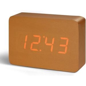 Gingko Brick click clock Wekker - Koper/LED Rood