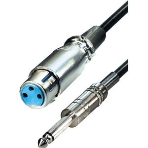 Powteq - Professionele XLR kabel - 5 meter - XLR female naar 6.35 mm jack male - Mono - XLR 3 pins