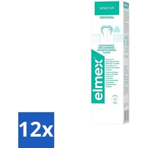 Elmex - Tandpasta - Sensitive 0% Colorants - Triple Protection - 75 ml - Voordeelverpakking - 12 stuks