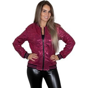 Pailletten - disco jack - Pink/ donker roze/ fuchsia - Maat S - Disco - Festival - Carnaval