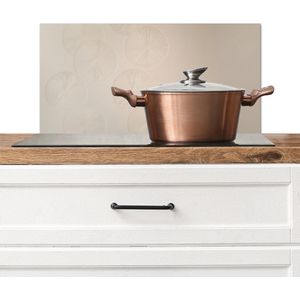 Spatscherm keuken 60x30 cm - Kookplaat achterwand Japandi - Beige - Modern - Muurbeschermer - Spatwand fornuis - Hoogwaardig aluminium