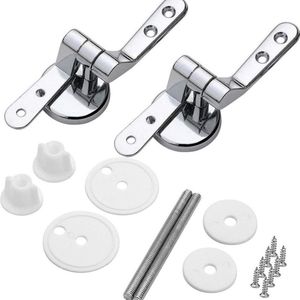 Toiletbril scharnierset - Toiletbril scharnier - Toiletbril vervangend scharnier (inclusief schroeven, bouten en moeren) - Zinklegering - Verstelbare toiletbril - Montageset voor toiletbril van roestvrij staal - Montageset voor toiletbril