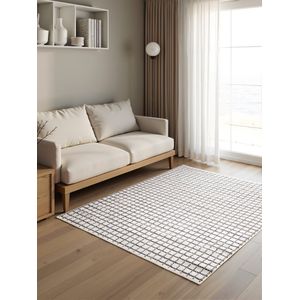 Zacht Laagpolig Vloerkleed - 3D-effect - Cream-Anthraciet - Boho Scandi Tapijt - Woonkamer, Slaapkamer - 200cm x 280cm