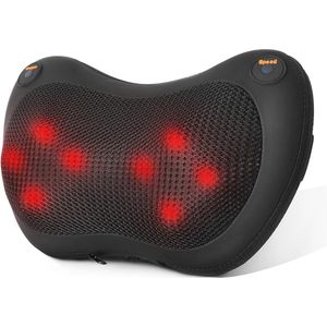 Elektrisch Shiatsu Massageapparaat met Warmtefunctie voor Nek, Schouders en Rug - 8 Massagekoppen voor Pijnverlichting - Draagbaar en Veilig