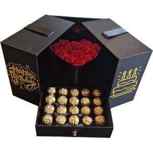 Flowerbox Met Zeep Rozen en Tekst -Zeep Rozen - Kunstbloemen - Happy Birthday - Giftbox - Verjaardag - Cadeau