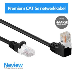 Neview - 3 meter premium UTP patchkabel - CAT 5e - Haakse stekker - Zwart - (netwerkkabel/internetkabel)