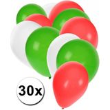 30x ballonnen groen wit rood