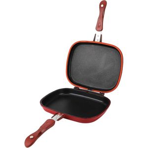 28cm Vierkante Anti-aanbak Kookpan - Dubbelzijdige Koekenpan Voor Camping - Sandwich Broodrooster Grill - Indoor Outdoor Gebruik