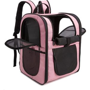 Hondenrugzak - Draagzak - Transporttas - Honden en Katten - 2-12KG - Opvouwbaar - 29x32x43cm - Roze