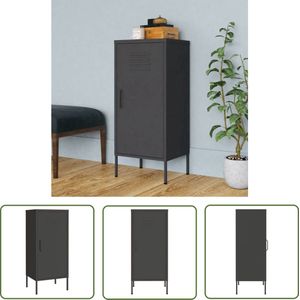 The Living Store Opbergkast 42,5x35x101,5 cm staal antracietkleurig - Opbergkast - Metalen Kast - Staalkast - Antraciet Kast - Industriële Kast