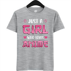 Just a girl who loves anime - Japans cadeau - Unisex t-shirt - grappig anime / manga hobby en verjaardag kado shirt - T-Shirt - Unisex - Heather Grey - Maat 3XL