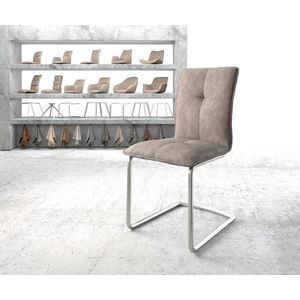 Sledestoel Maddy-Flex sledemodel rond roestvrij staal microvelours taupe vintage