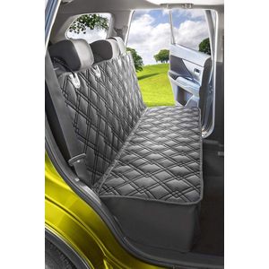 Achterbankhoes, achterbank-autodeken voor honden, universele deken voor huisdieren op de achterbank, in auto's, vrachtwagens en SUV's, gevoerd, antislip, waterdicht + veiligheidsgordel