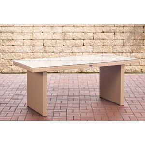 Glastafel deluxe - Tuintafel rotan wicker - Eettafel - Buitentafel - Salontafel - Beige - 180cm