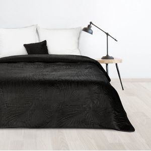 Oneiro’s luxe LUIZ /type 4/ Beddensprei Zwart- 220x240 cm – bedsprei 2 persoons - zwart – beddengoed – slaapkamer – spreien – dekens – wonen – slapen