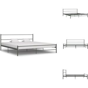 vidaXL Metalen Tweepersoonsbed - Bedframes - 209 x 187 x 84 cm - Grijs - Metaal - Geschikt voor 200 x 180 cm matras - Bed