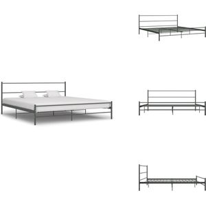 vidaXL Bedframe - Bedframes - Tweepersoonsbed - Tweepersoonsbedden - Bedframe metaal grijs 180x200 cm