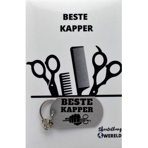 kapper Sleutelhanger inclusief kaart – kapper cadeau – kapper- Leuk kado voor je vriend om te geven - 2.9 x 5.4CM