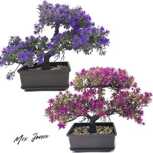 Mrs. Jones Kunstplanten Japanse Bonsai Boom - Kunstmatige Bonsaiboom Kamerplanten in potten - Namaak-Plantendecoratie voor Home Decoratie Kantoor-Vensterbank-Tuin interieur zentuin desktopdisplay met kunstbloemen / groene planten .