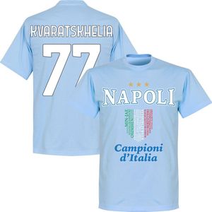 Napoli Campioni 2023 Scudetto Kvaratskhelia 77 T-Shirt - Lichtblauw - S