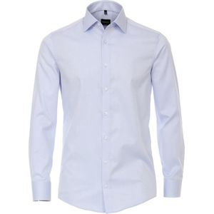 VENTI modern fit overhemd - twill - blauw - Strijkvriendelijk - Boordmaat: 39
