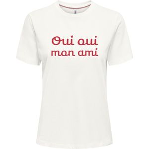 Only T-shirt Onlemily Reg Tee Cs Jrs 15362489 Cloud Dancer/oui Oui Dames Maat - M
