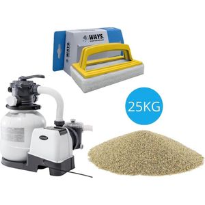 Intex - Zandfilterpomp 7900 L/u & Filterzand 25 kg & WAYS Scrubborstel