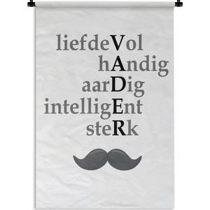 Wandkleed Vaderdag - Vaderdag cadeau voor hem met tekst - Vader Wandkleed katoen 60x90 cm - Wandtapijt met foto