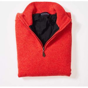 Osborne Knitwear Windstopper trui met halve rits heren - Sweater heren in Lamswol - Pullover Heren - Inferno - Zwarte voering - 3XL