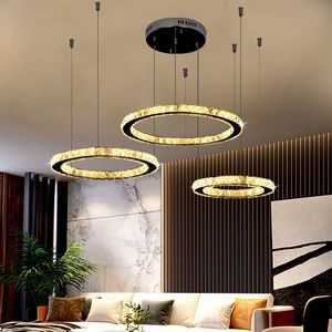 LuxiLamps - Kristallen Hanglamp - 3 Ringen Kroonluchter - Crystal Led Hanglamp - Woonkamerlamp - Koud Wit - Moderne lamp - Hanglamp