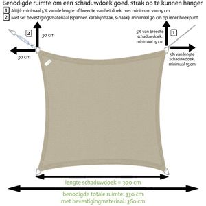 Buitenkado schaduwdoek 4,5x4,5m vierkant - zand beige