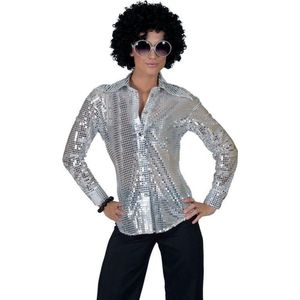 Zilveren disco seventies verkleed blouse voor dames L/XL