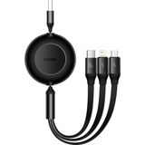 Baseus USB 3-in-1 kabel voor micro USB / USB-C / Lightning  voor thuis en auto 66W / 2A 1,1m (zwart) CAMJ010101