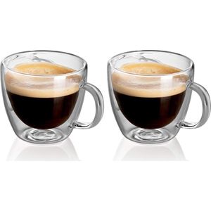 Glasrijk® Dubbelwandige espresso glazen - 80 ml - 2 stuks - Espresso kopjes - Espresso kopjes dubbelwandig - Espresso glazen - Espressokopjes - Dubbelwandige glazen