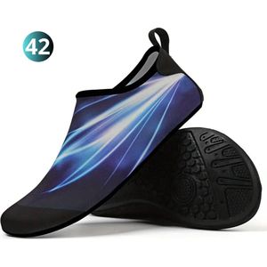 Livano Waterschoenen Voor Kinderen & Volwassenen - Aqua Shoes - Aquaschoenen - Afzwemschoenen - Zwemles Schoenen - Zwart Blauw - Maat 42