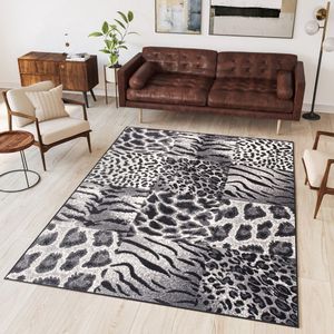 Tapiso Dream Vloerkleed Grijs Tijger Modern Dierenprint Woonkamer Tapijt Maat- 130x190