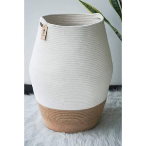 Grote Rieten Wasmand met Zacht Katoenen Touw - Boerderij Ontwerp 65cm Hoog