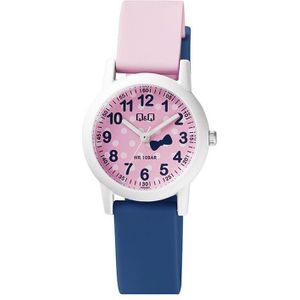 Q&Q VS49J005Y - Horloge - Analoog - Kinderen - Unisex - Plastic band - Rond - Cijfers - Kunststof - Sport - Zwart - Roze - Wit - 10 ATM