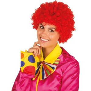 Rode clownspruik afro voor volwassenen met krulletjes