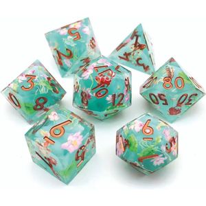 Lapi Toys - Dnd dice - Polydice - Dungeons and Dragons dobbelstenen - Incl. dice bag - Resin - Groen