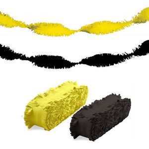 Folat versiering slingers combi set zwart/geel 24 meter crepe papier