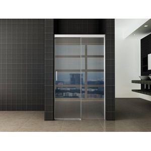 Saqu Note Douchedeur - 90x200 cm - met Soft-close / Aluminium - Veiligheidsglas