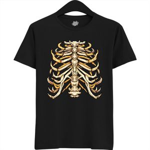 Pointy Ribcage - Halloween Ribbenkast Dames / Heren Unisex T-shirt - Grappig Kostuum Shirt Volwassenen - T-Shirt - Unisex - Zwart - Maat XXL