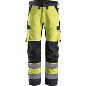 Snickers 6361 ProtecWork, Werkbroek met Symmetrische Zakken, High-Vis Klasse 2 - High Vis Geel/Donker Blauw - 62