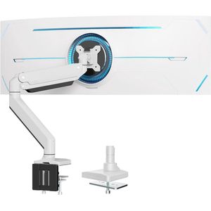 Monitor Standaard - Beeldscherm Standaard Ultrawide Monitorarm voor Flat/Curved Screens Heavy Duty Gas-Assisted Full Motion Ondersteuning tot 18 kg met VESA 75/100 mm-Wit
