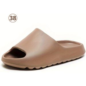 Livano Comfortabele Slippers - Badslippers - Teenslippers - Anti-Slip Slides - Flip Flops - Stevig Voetbed - Lichtbruin - Maat 38