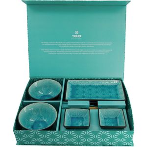 Tokyo Design Studio Glassy Turquoise  Sushi Servies - Star - 8 delig - 2 persoons