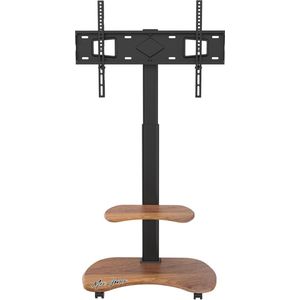 Mrs. Jones Stellar tv-standaard oprolbaar met houten plank in hoogte verstelbaar zwenkbaar tv-rolwagen met wielen voor 32-70 inch televisies tot 45 kg universele tv-standaard max. VESA 600 x 400 met wielen - verstelbaar in hoogte .